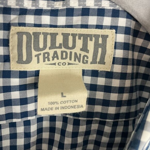 Duluth Trading Company Blue Plaid Long Sleeve Button Down Shirt Mens Size Large - Picture 4 of 4